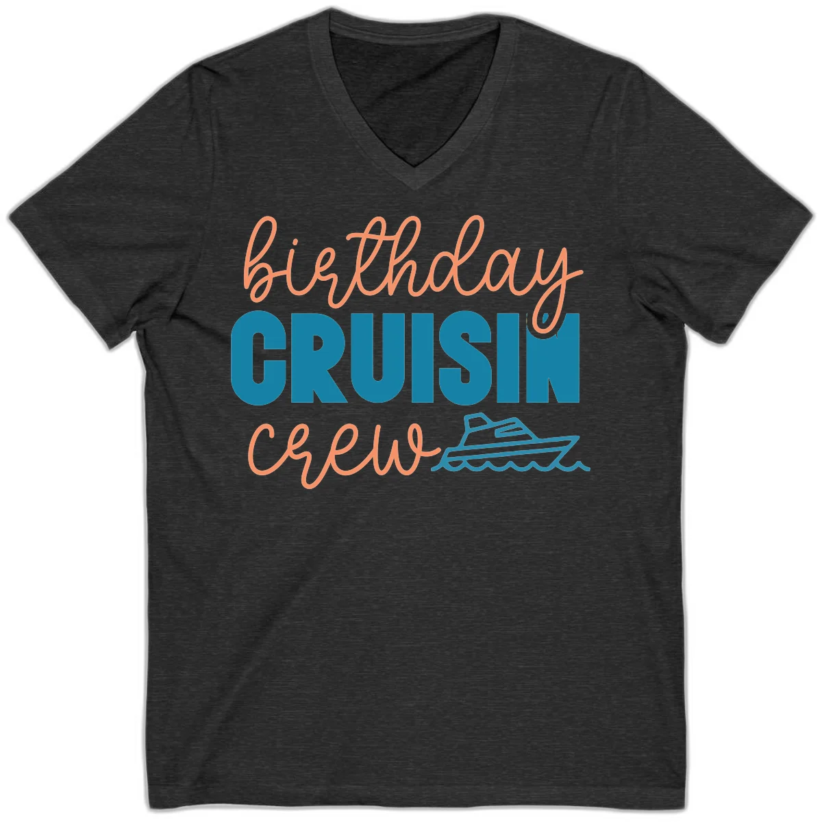 Birthday Crushin' Crew V-Neck in Dark Grey Heather