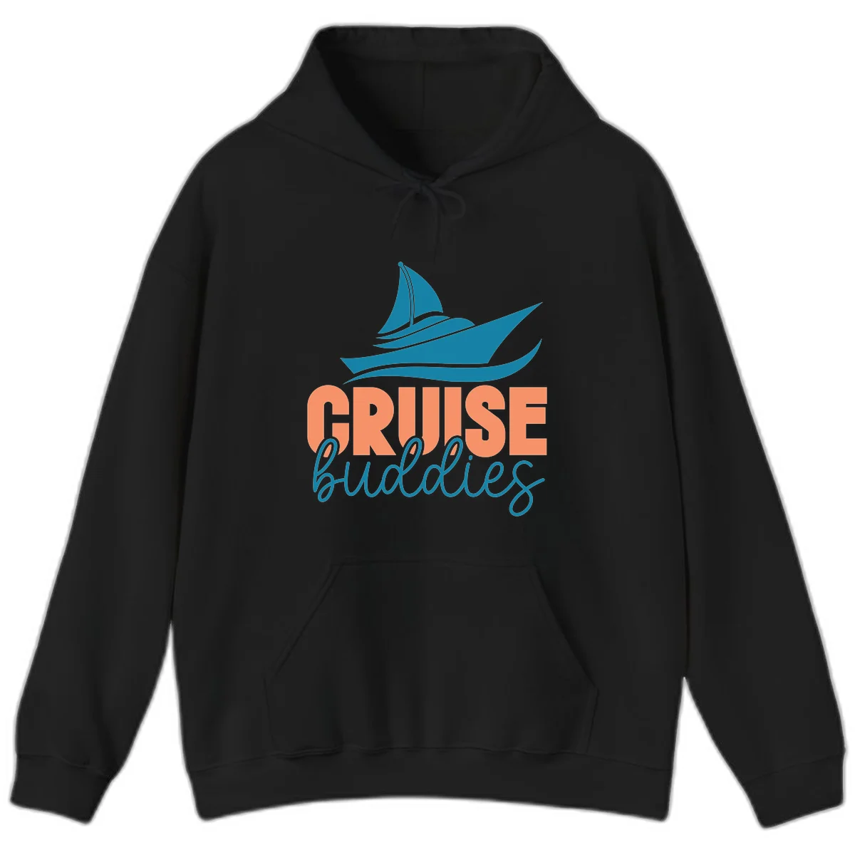 Cruise Buddies Ship Design Hoodie in Black