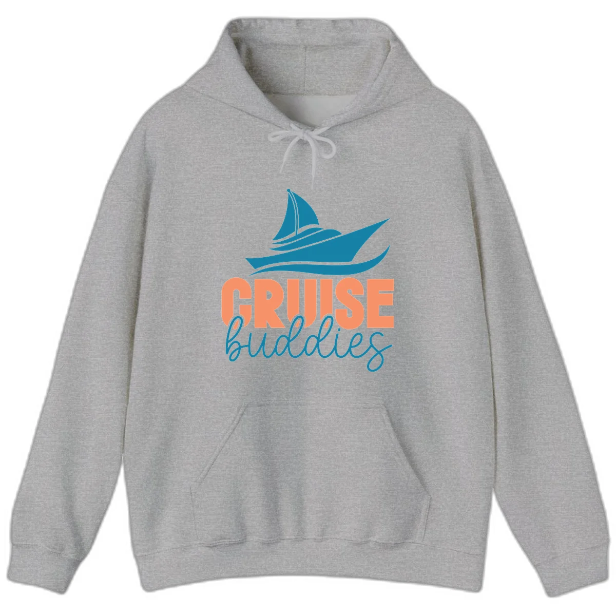Cruise Buddies Ship Design Hoodie in Sport Grey