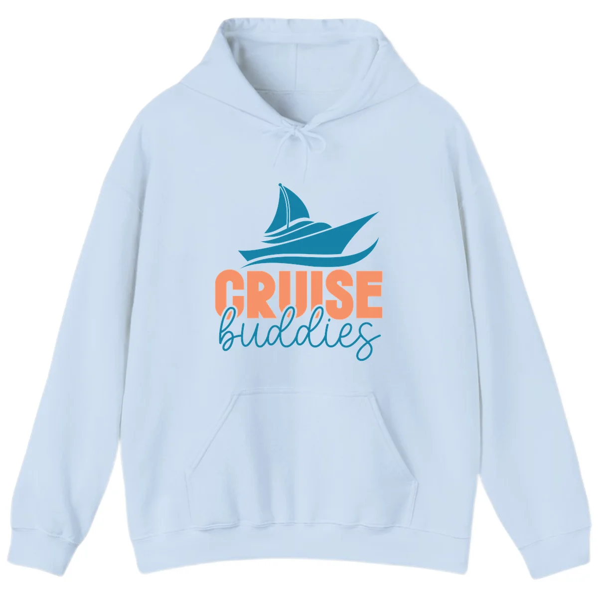 Cruise Buddies Ship Design Hoodie in Light Blue