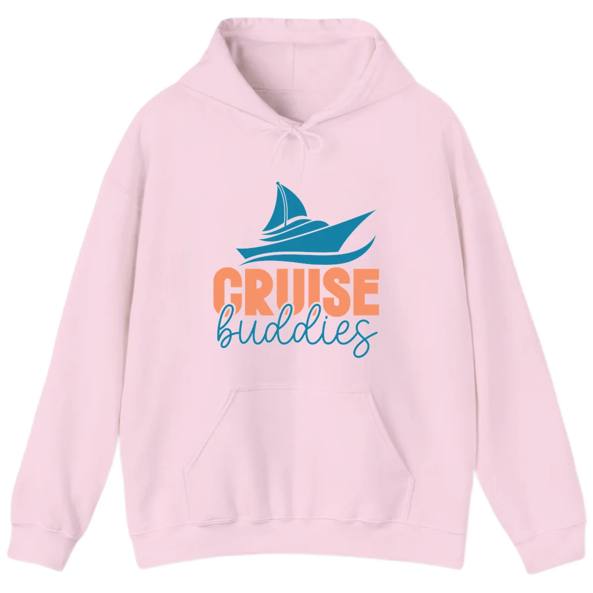 Cruise Buddies Ship Design Hoodie in Light Pink