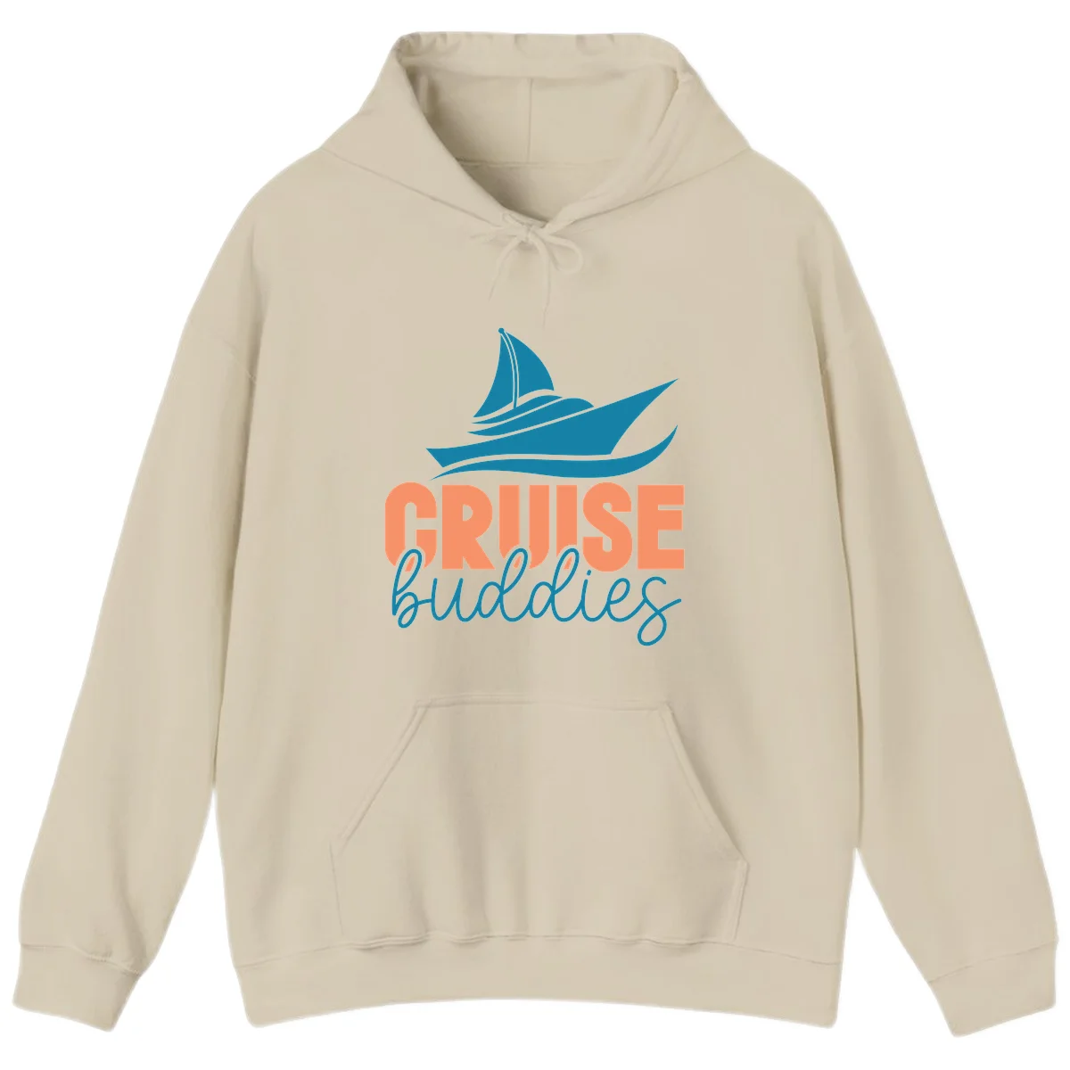 Cruise Buddies Ship Design Hoodie in Sand