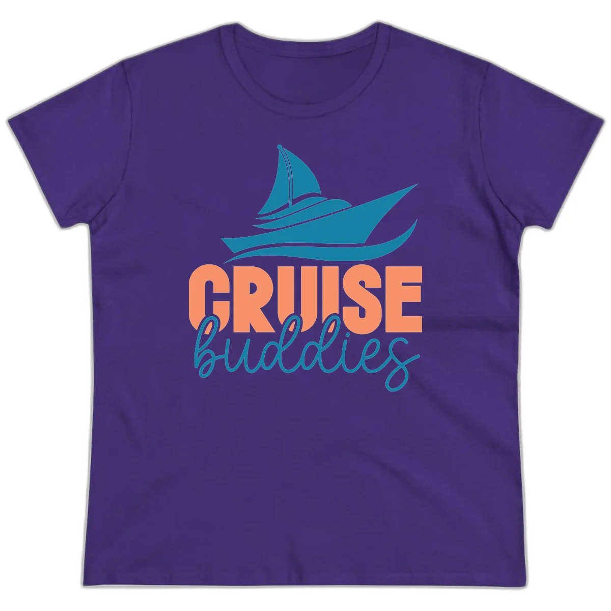 Cruise Buddies Ship Design Ladies Tee in Purple