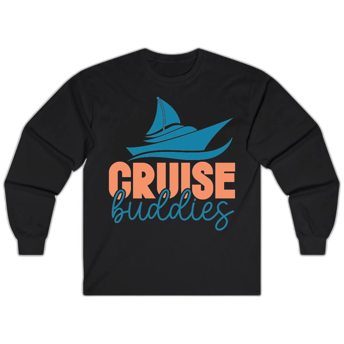 Cruise Buddies Ship Design Long Sleeve in Black