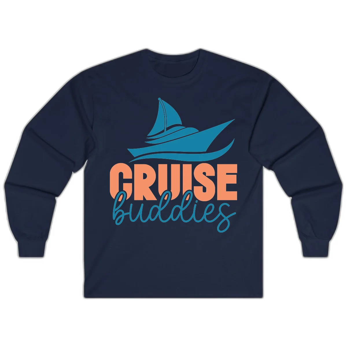 Cruise Buddies Ship Design Long Sleeve in Navy