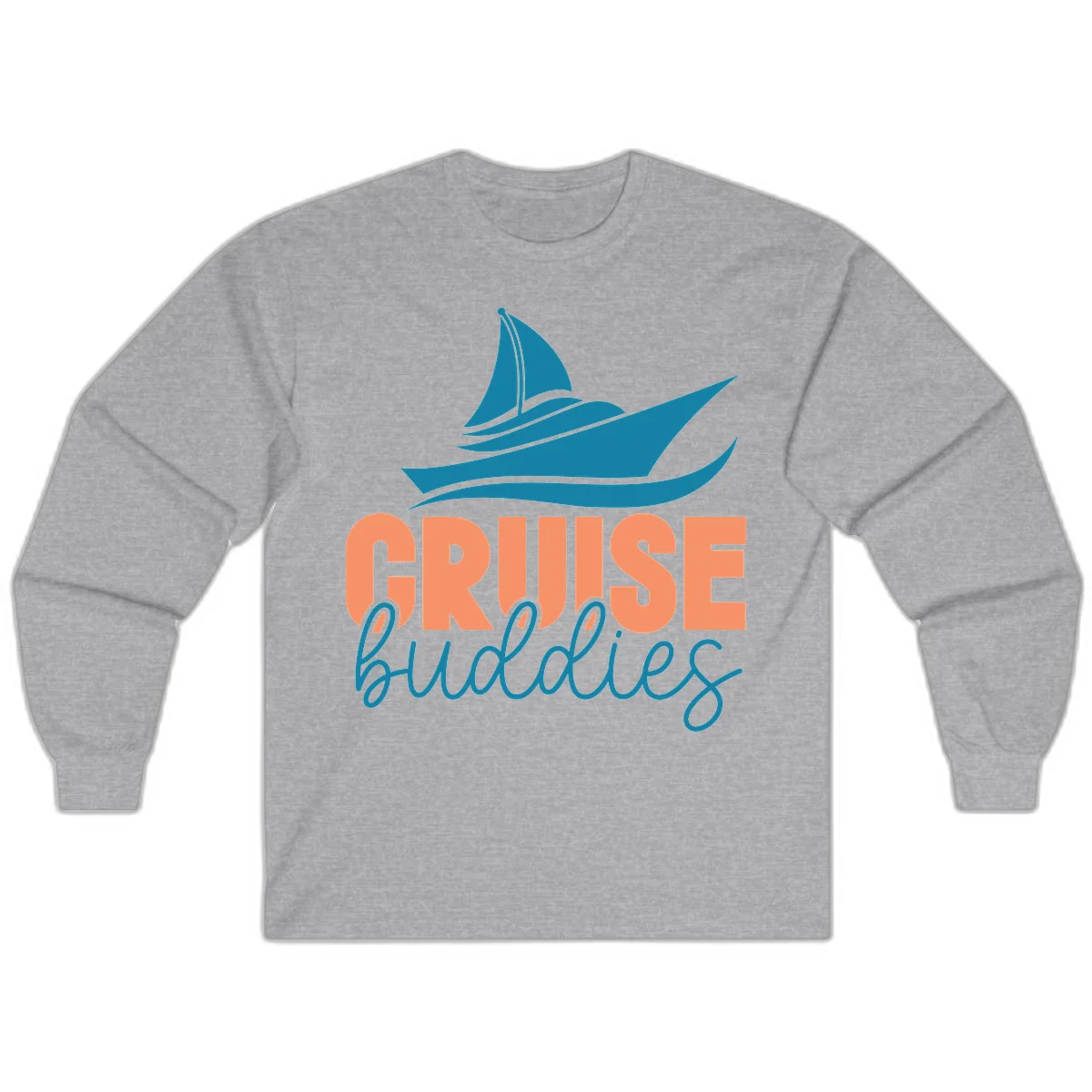 Cruise Buddies Ship Design Long Sleeve in Sport Grey