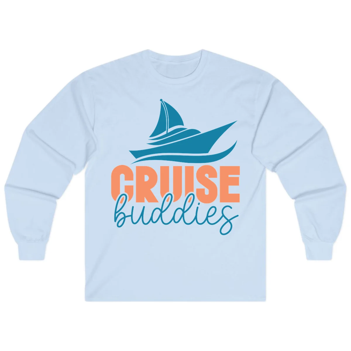 Cruise Buddies Ship Design Long Sleeve in Light Blue