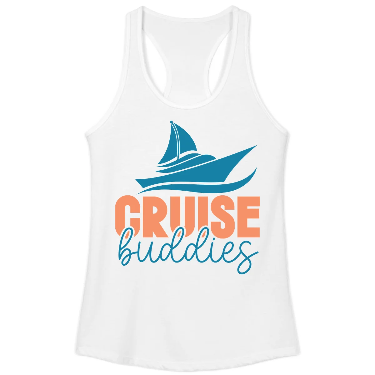 Cruise Buddies Ship Design Ladies Tank in White