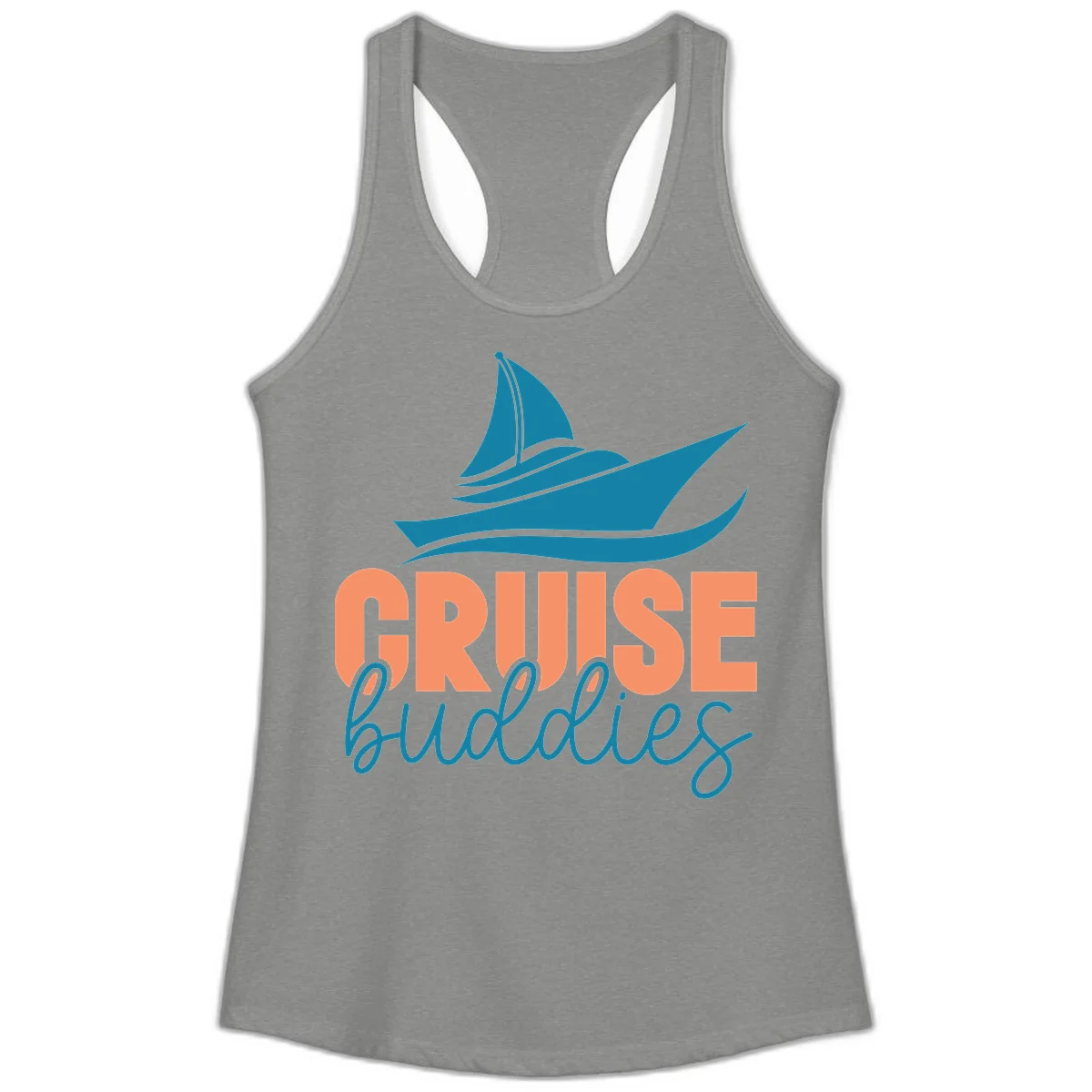 Cruise Buddies Ship Design Ladies Tank in Heather Grey