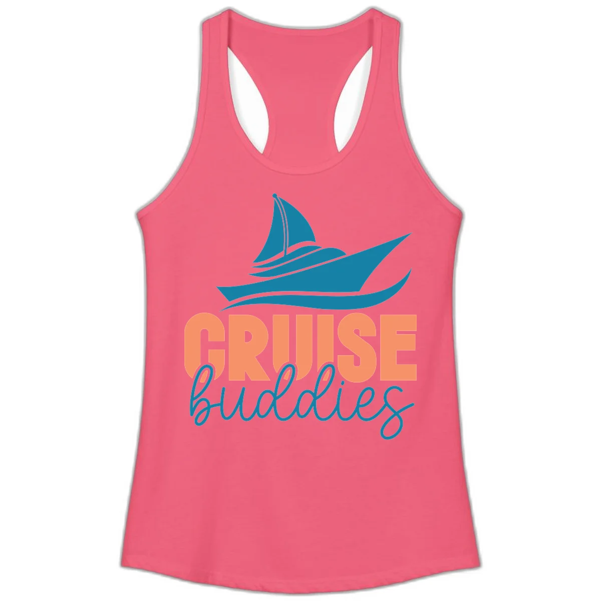 Cruise Buddies Ship Design Ladies Tank in Hot Pink