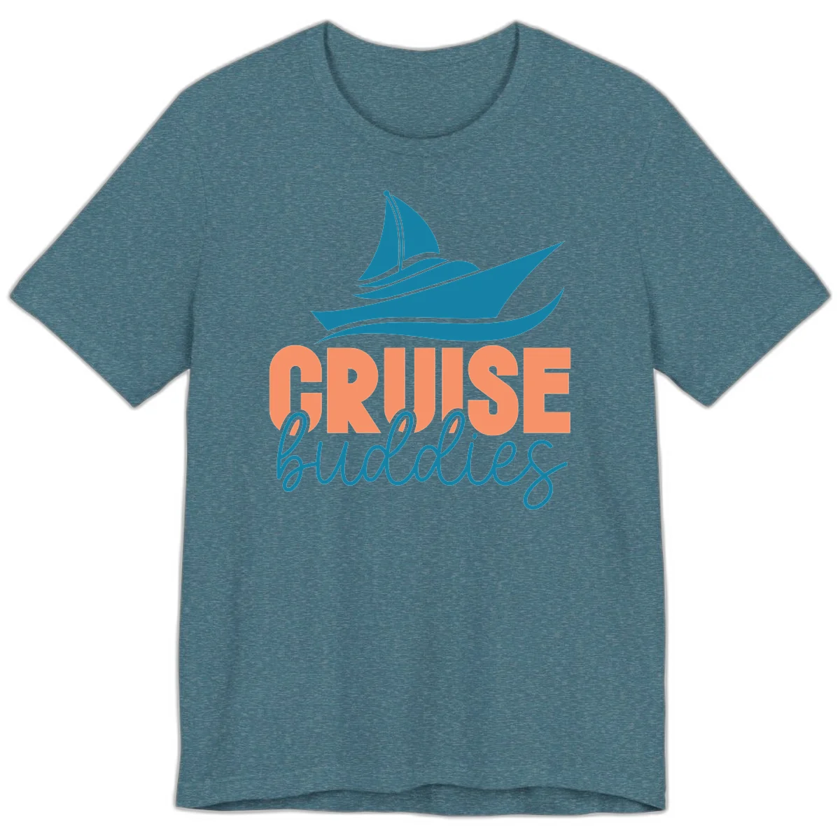 Cruise Buddies Ship Design Premium T-Shirt in Heather Deep Teal