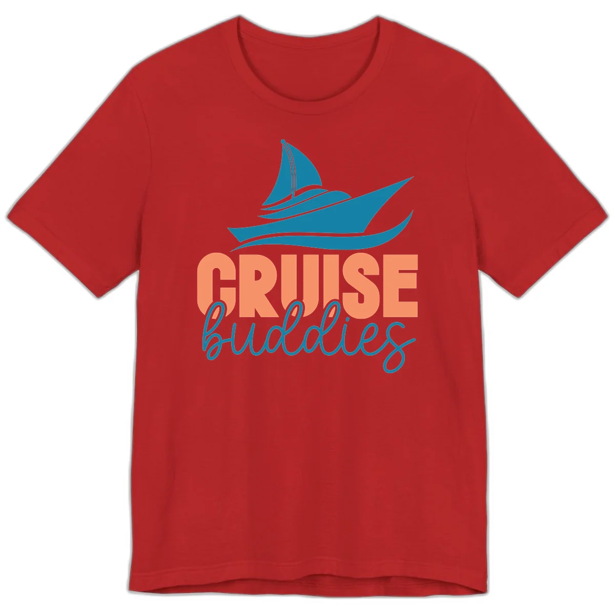 Cruise Buddies Ship Design Premium T-Shirt in Red