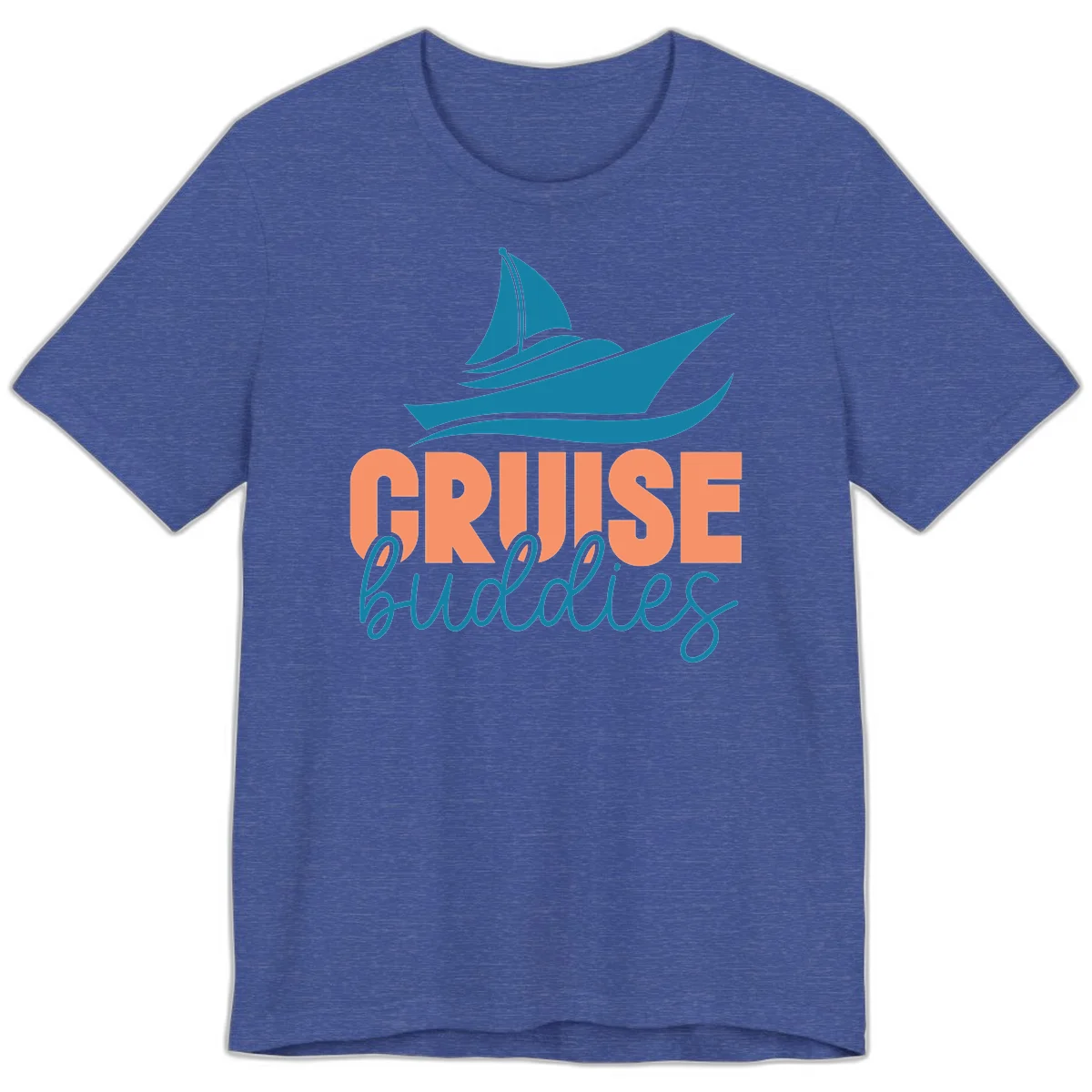 Cruise Buddies Ship Design Premium T-Shirt in Heather True Royal