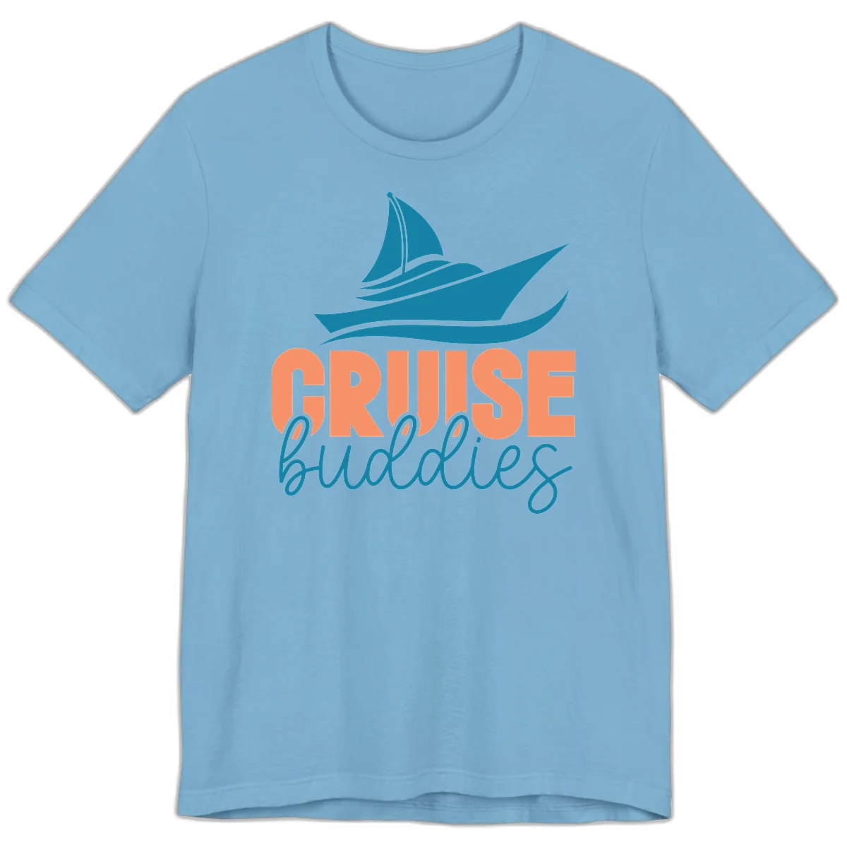 Cruise Buddies Ship Design Premium T-Shirt in Ocean Blue