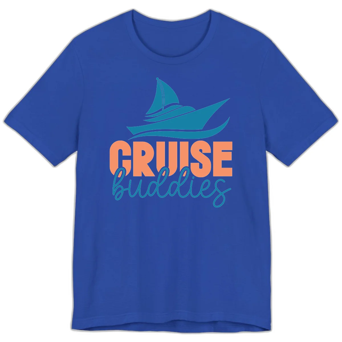 Cruise Buddies Ship Design Premium T-Shirt in True Royal