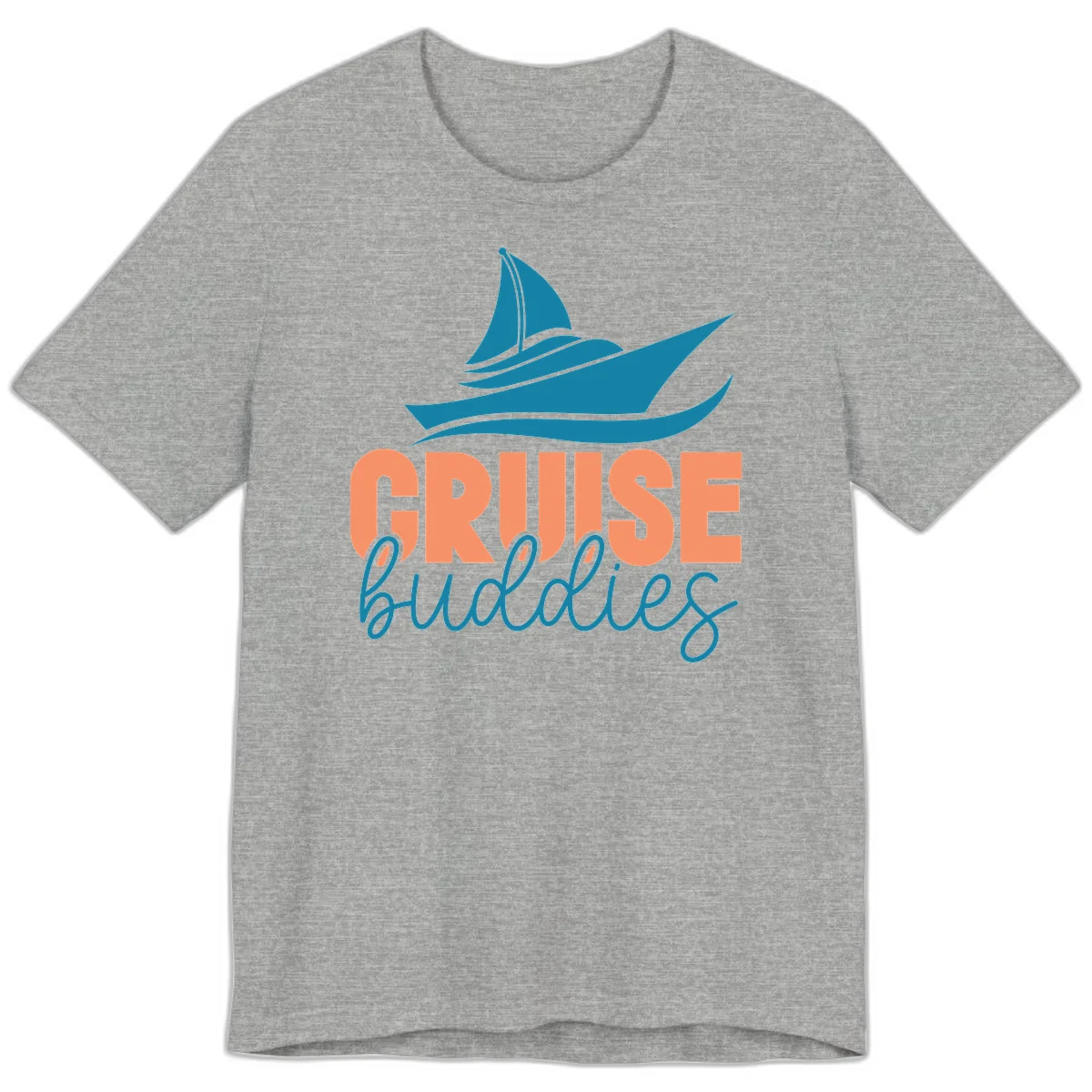 Cruise Buddies Ship Design Premium T-Shirt in Athletic Heather