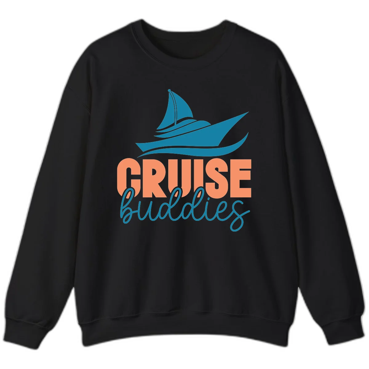 Cruise Buddies Ship Design Sweatshirt in Black