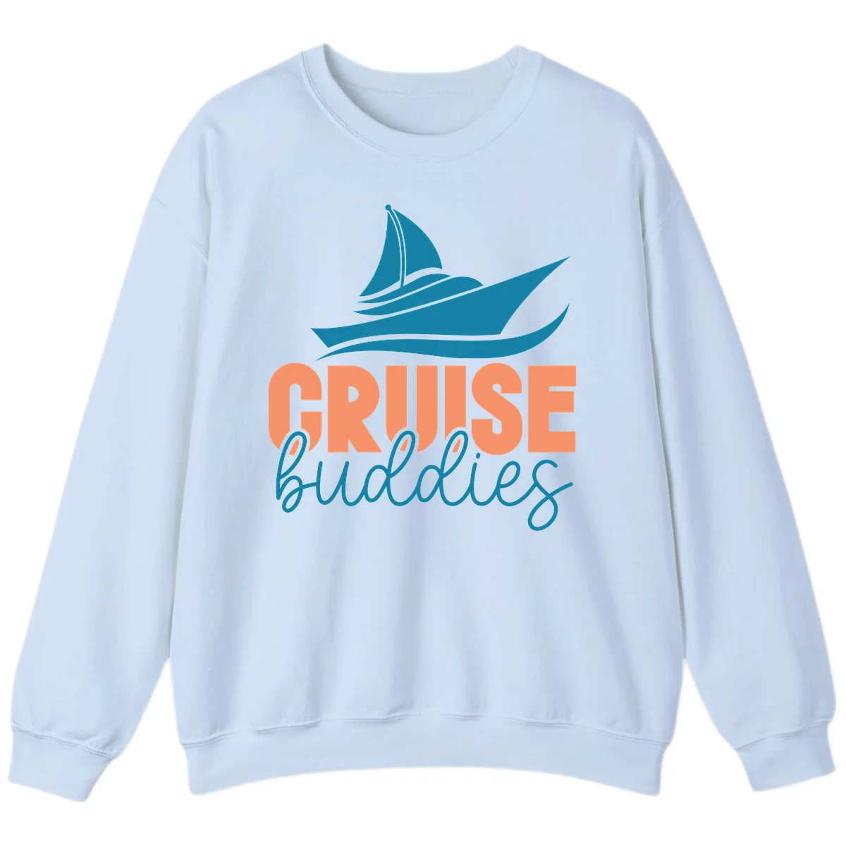 Cruise Buddies Ship Design Sweatshirt in Light Blue