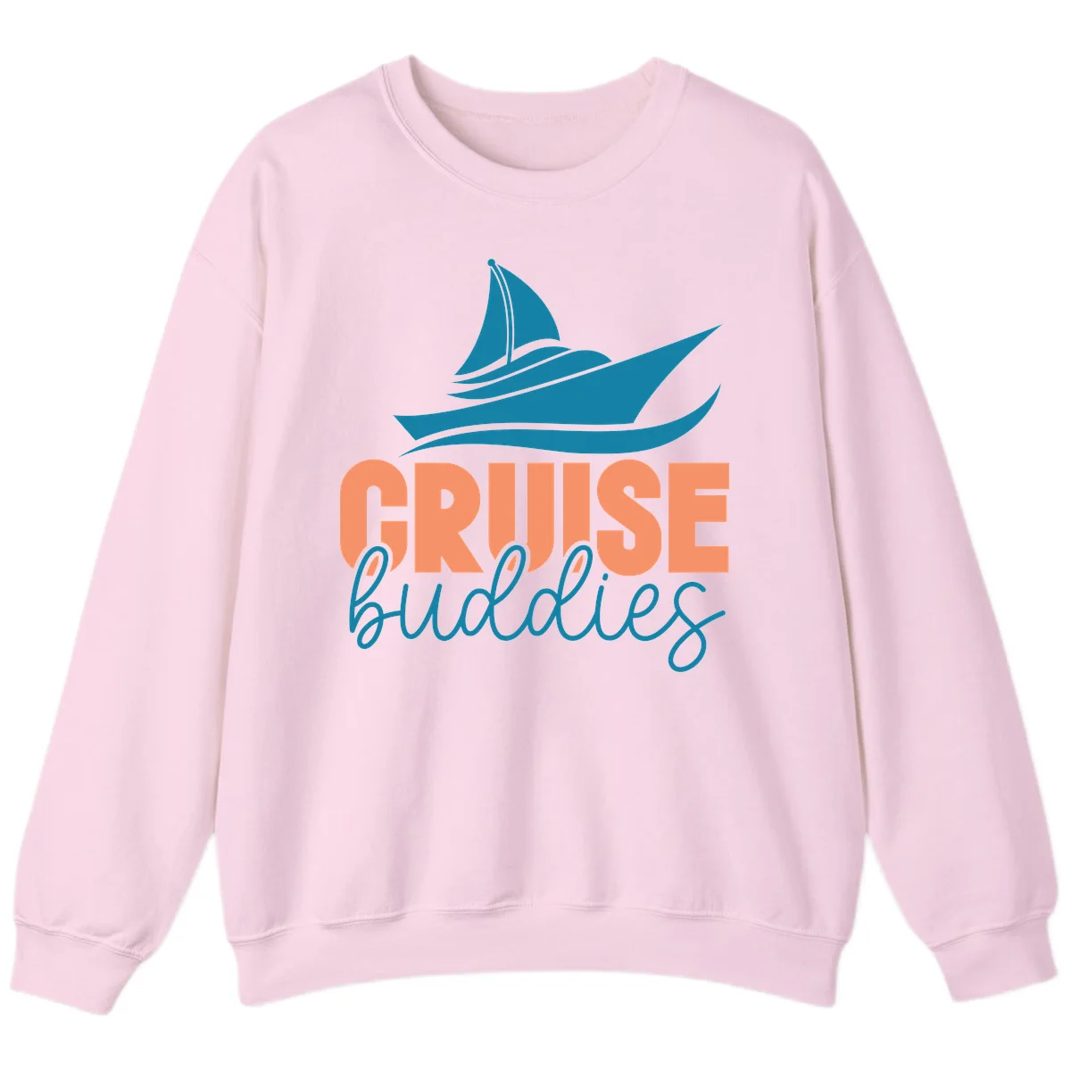 Cruise Buddies Ship Design Sweatshirt in Light Pink