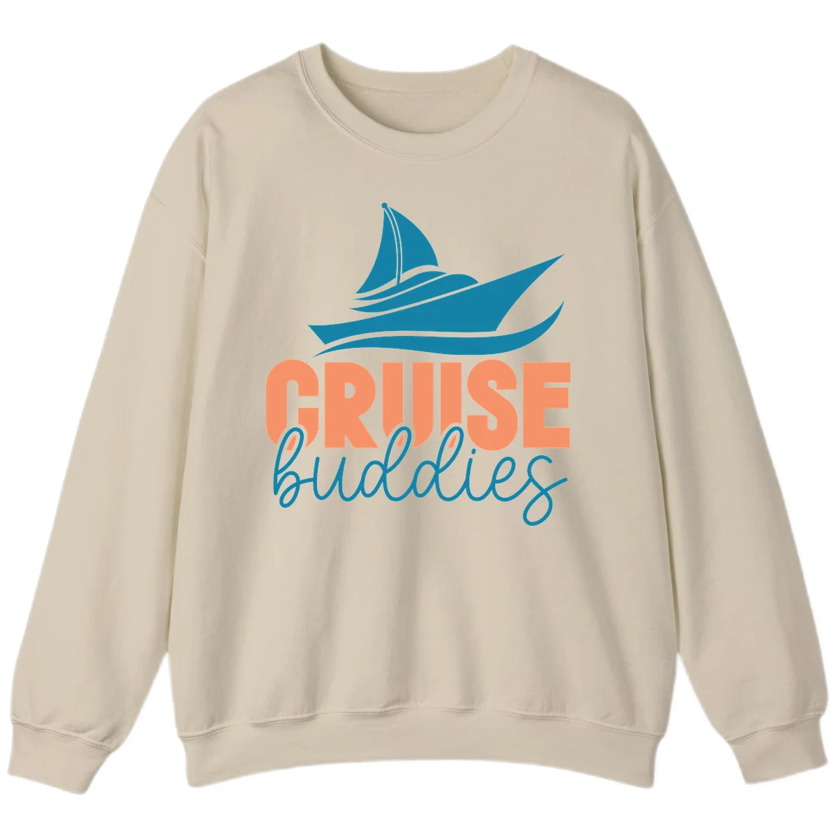 Cruise Buddies Ship Design Sweatshirt in Sand