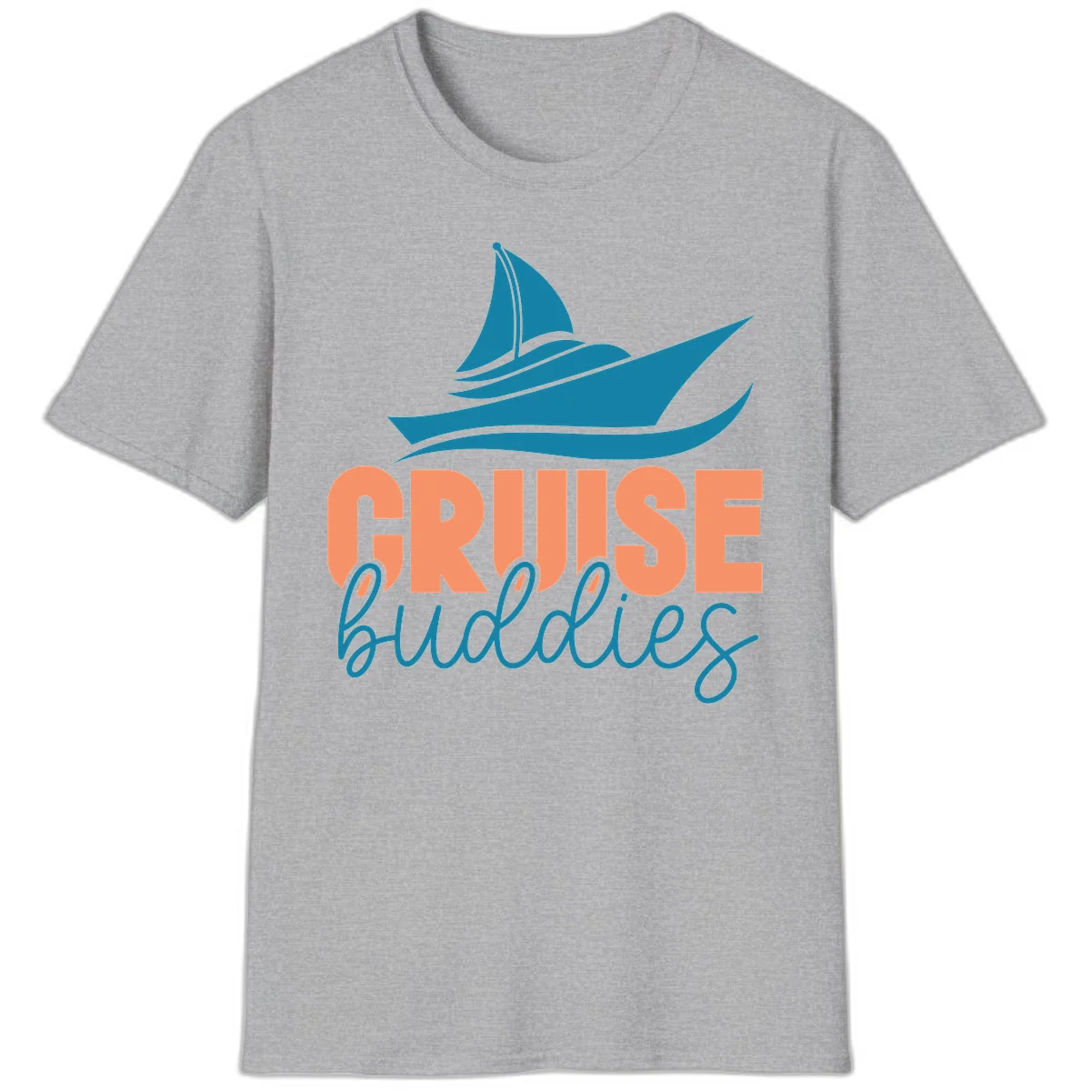 Cruise Buddies Ship Design T-Shirt in Sport Grey