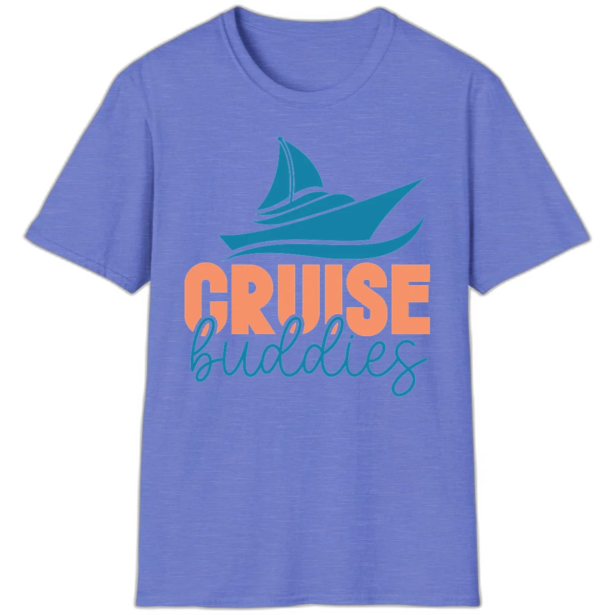 Cruise Buddies Ship Design T-Shirt in Heather Royal