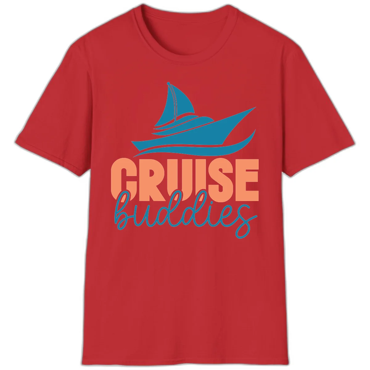 Cruise Buddies Ship Design T-Shirt in Red