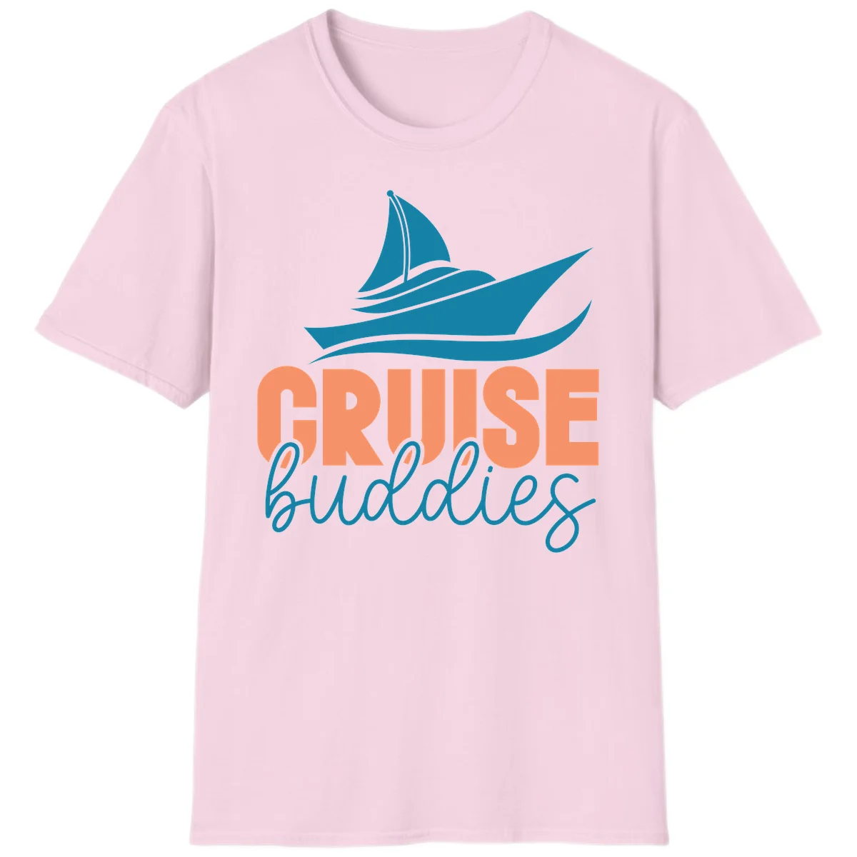 Cruise Buddies Ship Design T-Shirt in Light Pink