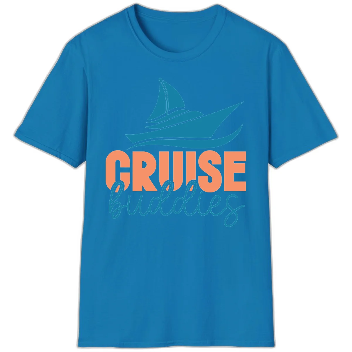 Cruise Buddies Ship Design T-Shirt in Sapphire