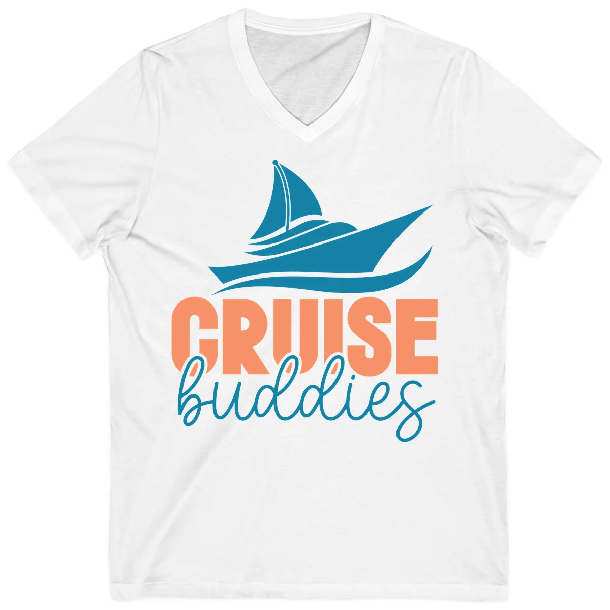 Cruise Buddies Ship Design V-Neck in White