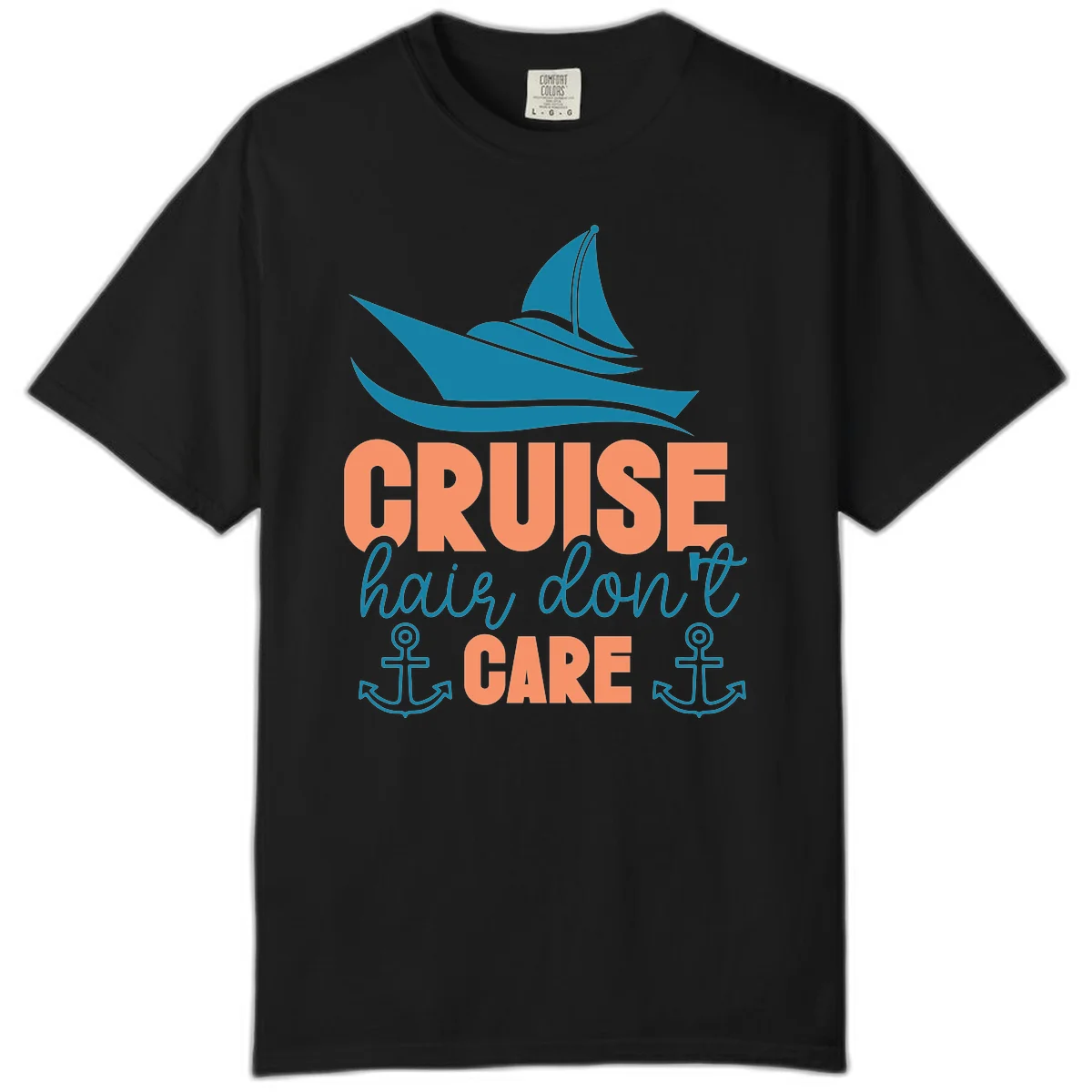 Cruise Hair Don't Care Comfort Color Tee in Black