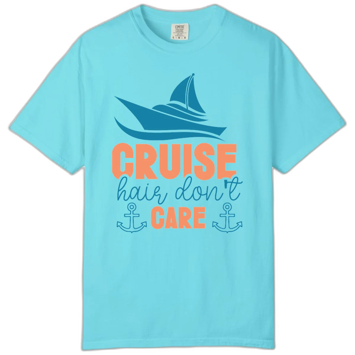 Cruise Hair Don't Care Comfort Color Tee in Lagoon Blue