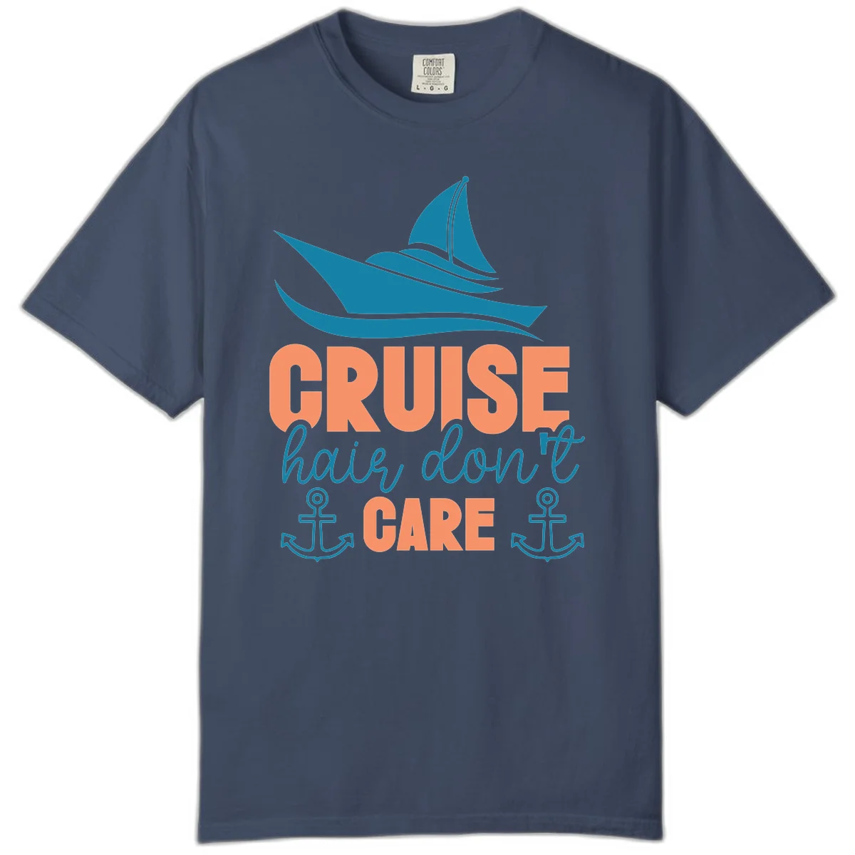 Cruise Hair Don't Care Comfort Color Tee in Midnight