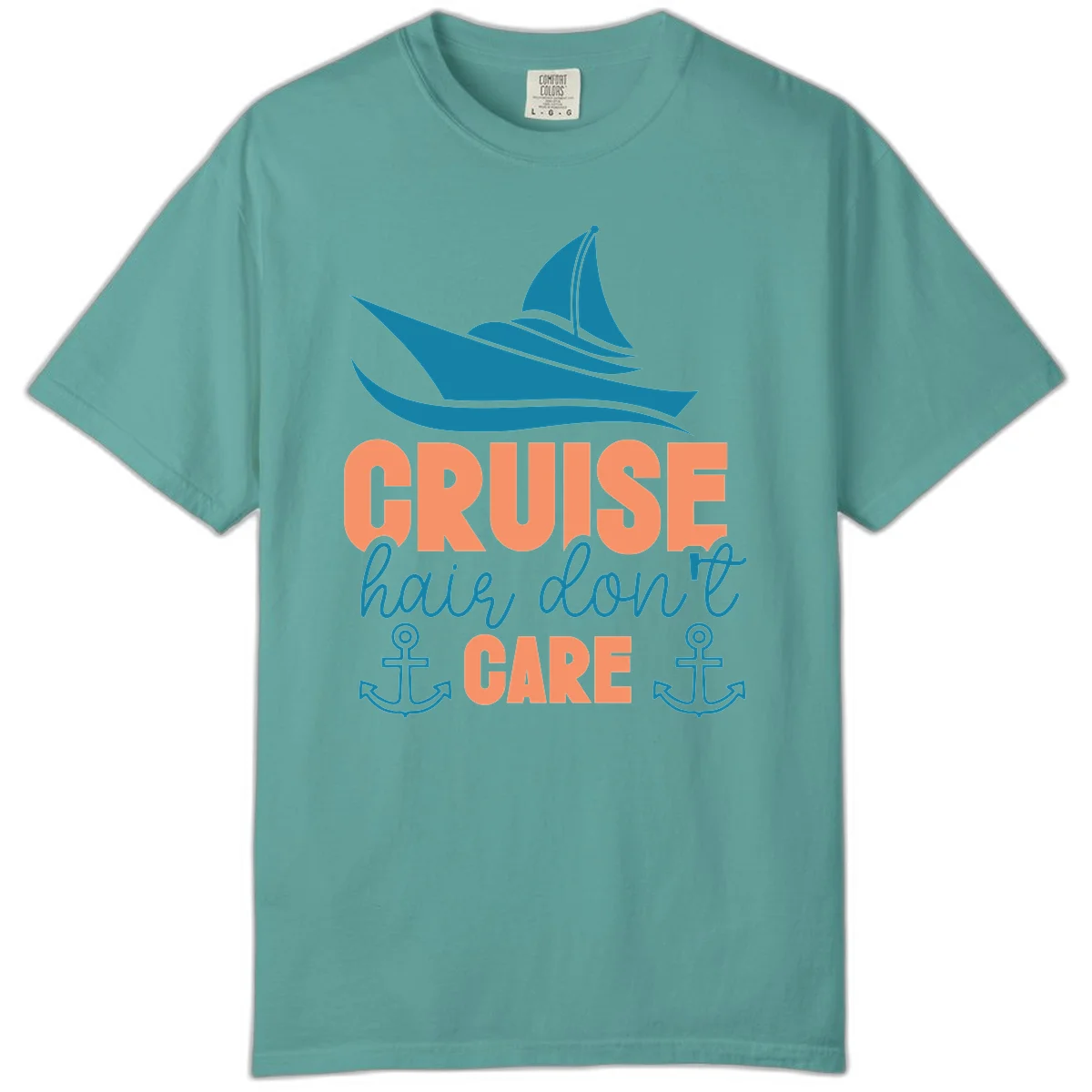 Cruise Hair Don't Care Comfort Color Tee in Seafoam