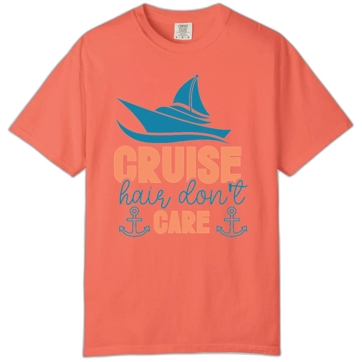Cruise Hair Don't Care Comfort Color Tee in Bright Salmon
