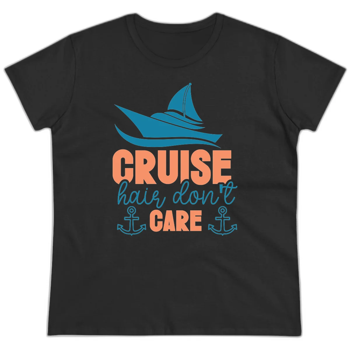 Cruise Hair Don't Care Ladies Tee in Black