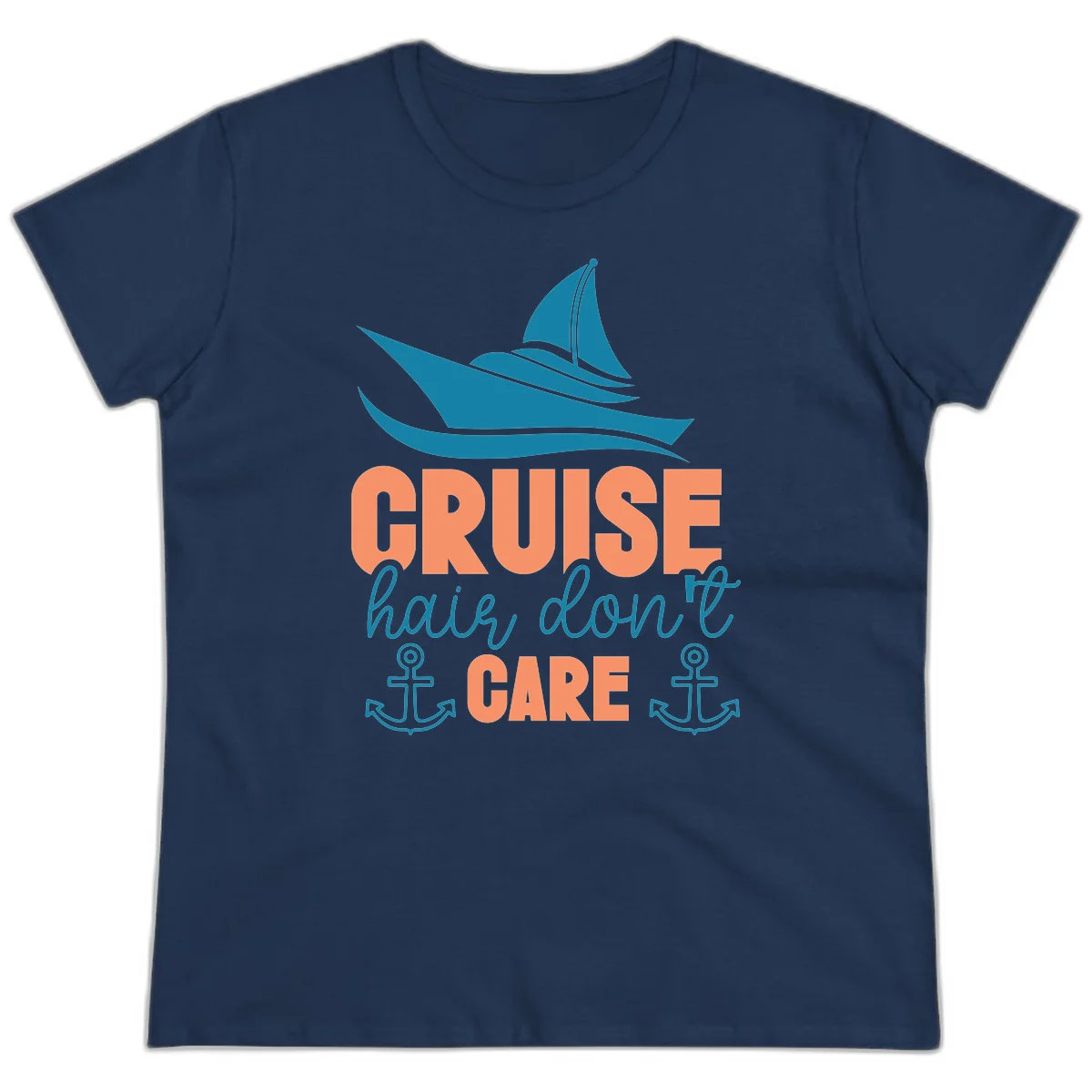 Cruise Hair Don't Care Ladies Tee in Navy