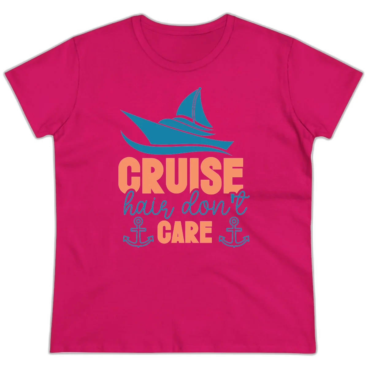 Cruise Hair Don't Care Ladies Tee in Heliconia