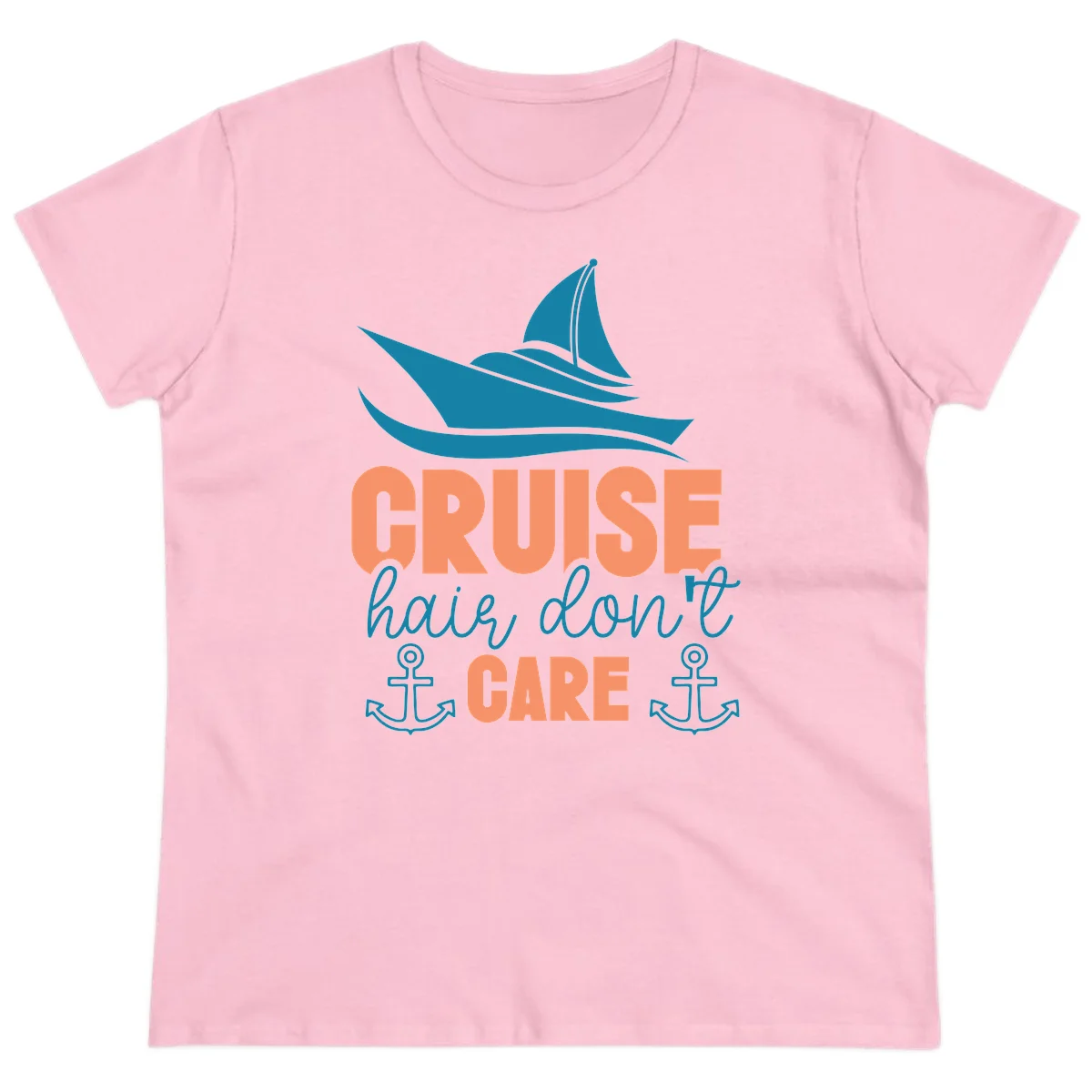 Cruise Hair Don't Care Ladies Tee in Light Pink