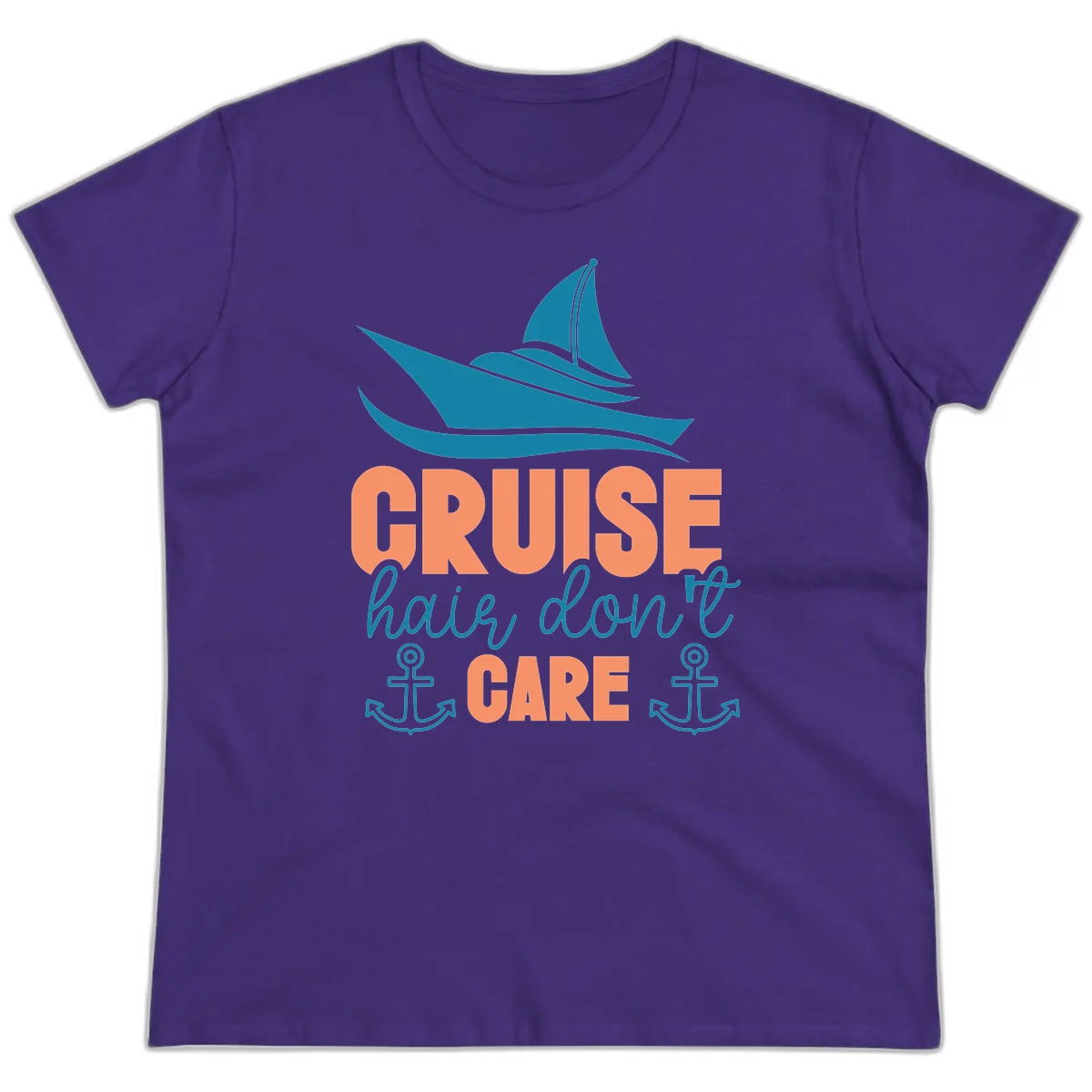 Cruise Hair Don't Care Ladies Tee in Purple
