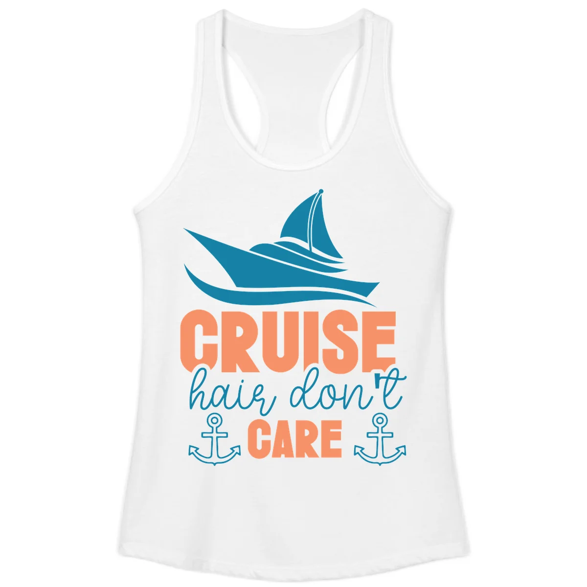 Cruise Hair Don't Care Ladies Tank in White