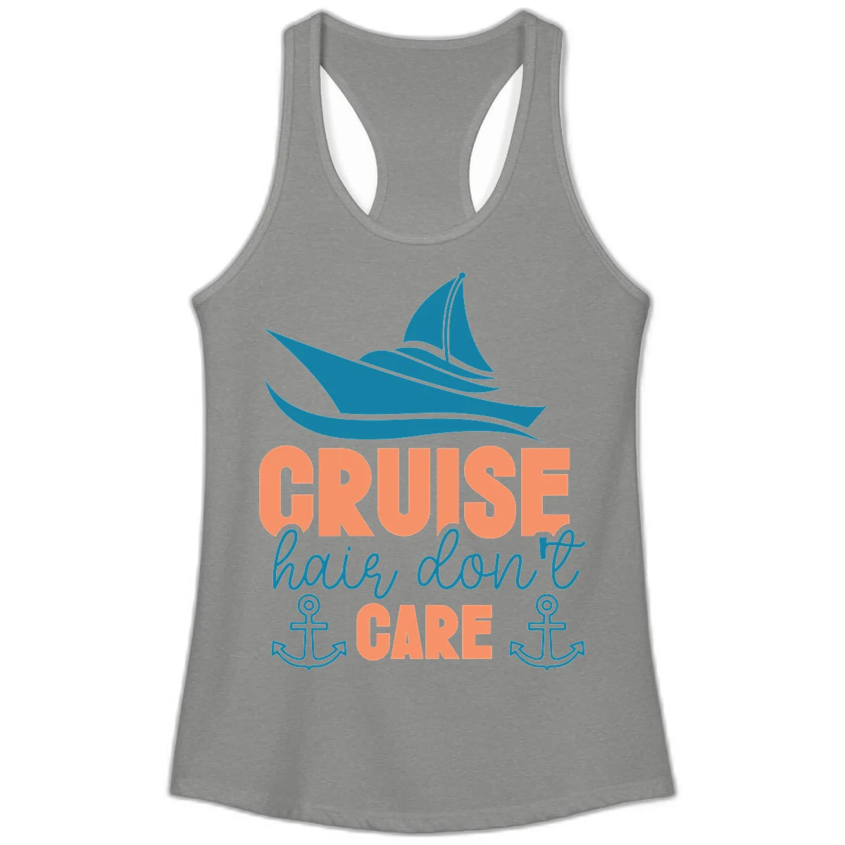 Cruise Hair Don't Care Ladies Tank in Heather Grey