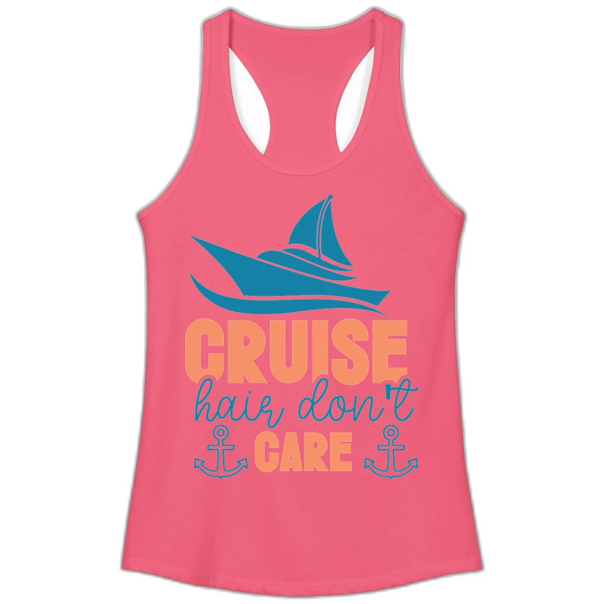 Cruise Hair Don't Care Ladies Tank in Hot Pink