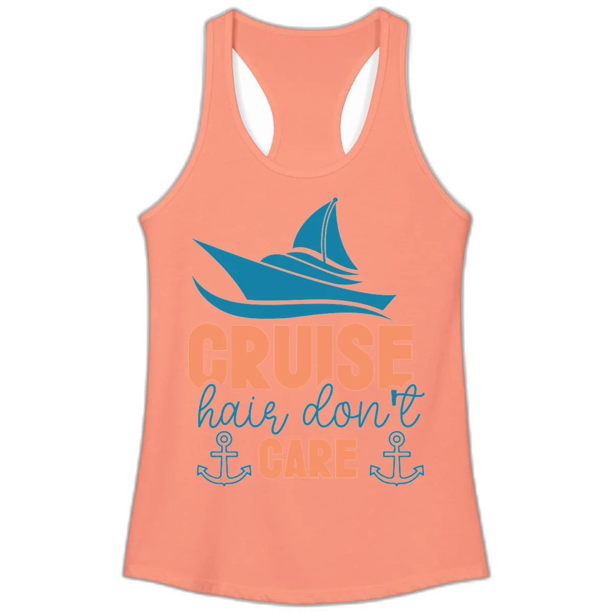 Cruise Hair Don't Care Ladies Tank in Solid Light Orange