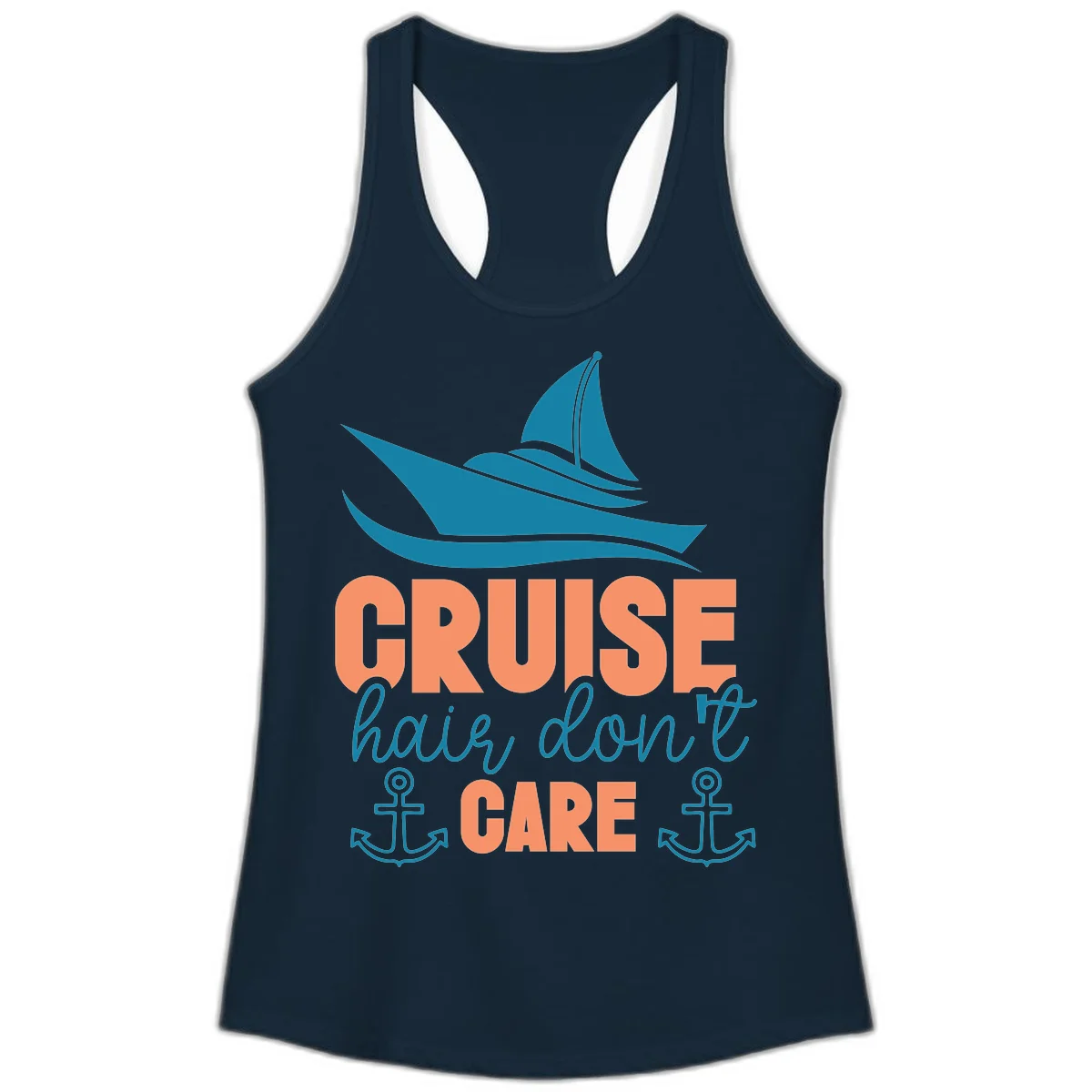 Cruise Hair Don't Care Ladies Tank in Solid Midnight Navy