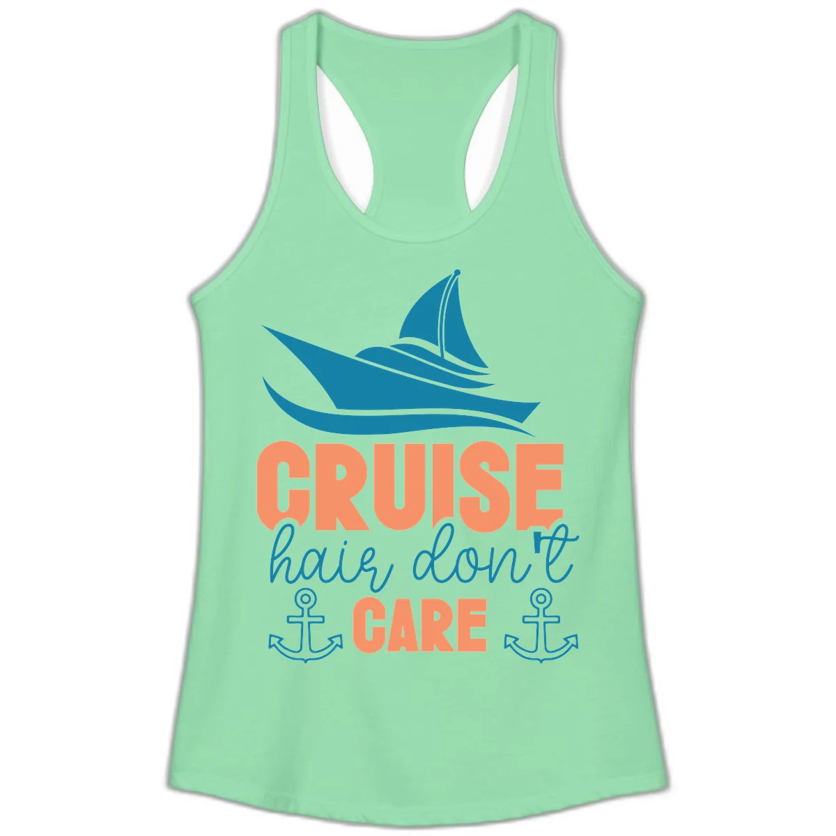 Cruise Hair Don't Care Ladies Tank in Solid Mint