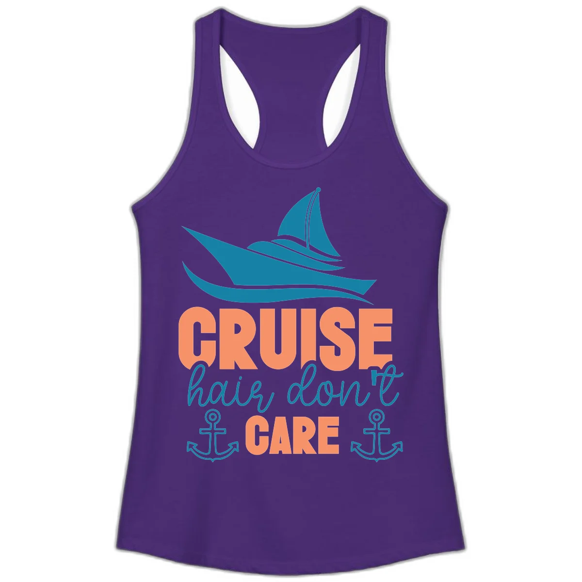 Cruise Hair Don't Care Ladies Tank in Solid Purple Rush