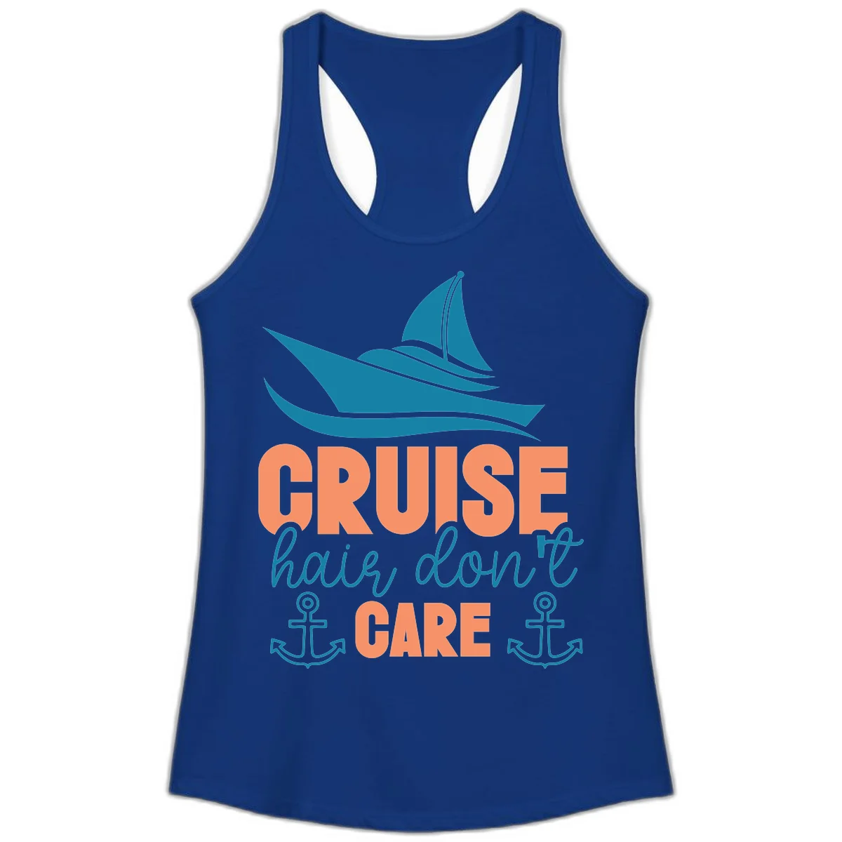 Cruise Hair Don't Care Ladies Tank in Solid Royal