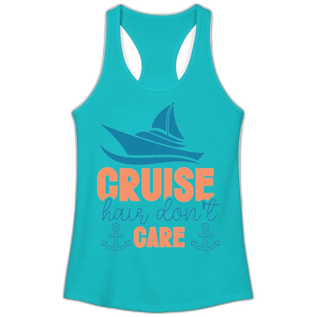 Cruise Hair Don't Care Ladies Tank in Tahiti Blue