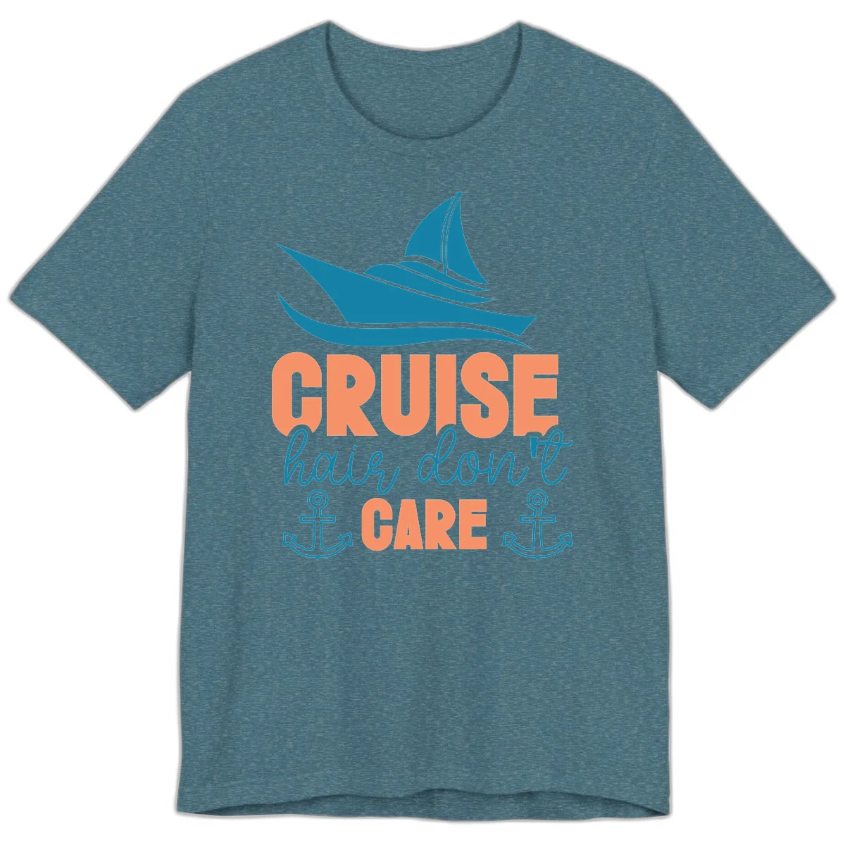 Cruise Hair Don't Care Premium T-Shirt in Heather Deep Teal